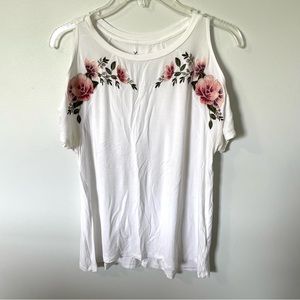 American Eagle Embroidered Cold Shoulder Top